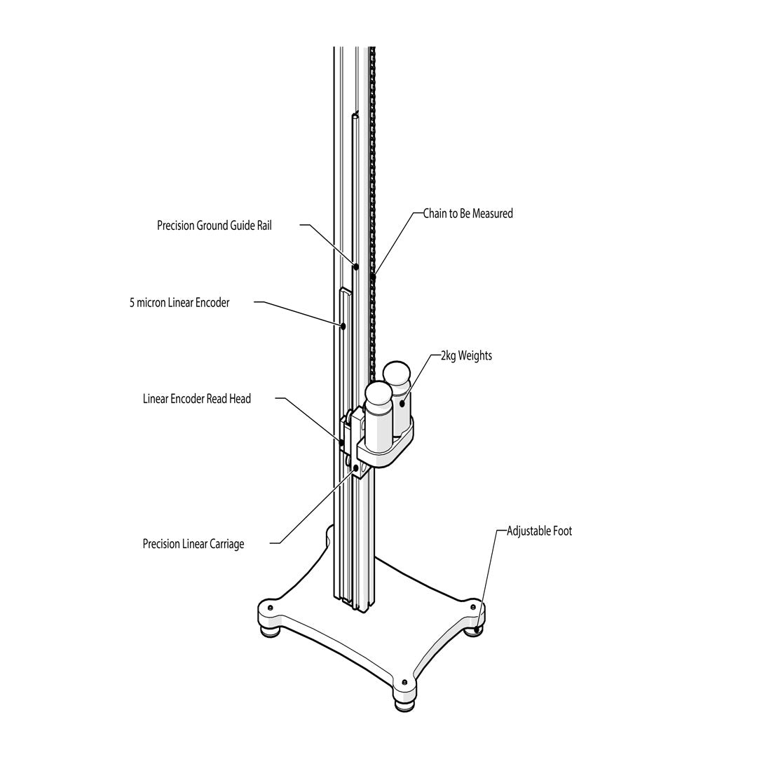 Precision Bicycle Chain Measurement Rig